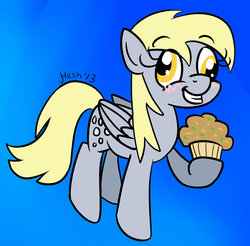 Size: 900x887 | Tagged: safe, artist:heretichesh, derpy hooves, pegasus, pony, g4, female, mare, muffin, solo