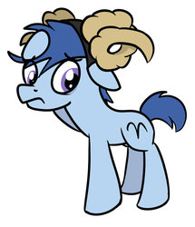 Size: 828x964 | Tagged: safe, artist:heretichesh, aries (g4), earth pony, pony, g4, aries, fake horns, hoof on head, male, ponyscopes, simple background, solo, stallion, white background, zodiac