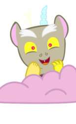 Size: 320x519 | Tagged: safe, artist:doctorxfizzle, discord, g4, baby, cotton candy cloud, cute, discute, peekaboo pony pals