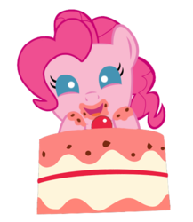 Size: 432x497 | Tagged: safe, artist:doctorxfizzle, pinkie pie, earth pony, pony, g4, baby, baby pie, baby pony, cake, cute, diapinkes, peekaboo pony pals