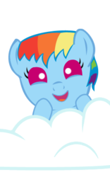 Size: 250x400 | Tagged: safe, artist:doctorxfizzle, rainbow dash, pony, g4, baby, baby pony, cloud, cute, dashabetes, peekaboo pony pals