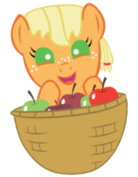 Size: 360x460 | Tagged: safe, artist:doctorxfizzle, applejack, earth pony, pony, g4, apple, baby, baby pony, cute, jackabetes, peekaboo pony pals, simple background, transparent background