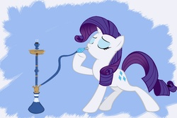 Size: 900x600 | Tagged: safe, artist:doctorxfizzle, rarity, pony, g4, female, hookah, smoking, solo