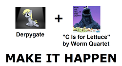 Size: 1014x550 | Tagged: safe, derpy hooves, pegasus, pony, g4, derpygate, exploitable meme, make it happen, meta