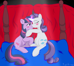 Size: 900x800 | Tagged: safe, artist:pixelarrow, rarity, twilight sparkle, g4, blushing, ship:rarilight, shipping