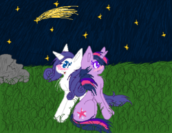 Size: 427x331 | Tagged: safe, artist:kitsuneruri, rarity, twilight sparkle, g4, blushing, ship:rarilight, shipping