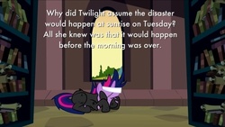 Size: 720x406 | Tagged: safe, twilight sparkle, g4, future twilight, image macro, meta, text