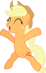Size: 1065x1660 | Tagged: safe, artist:chipmagnum, applejack, earth pony, pony, g4, ^^, bipedal, eyes closed, female, happy, mare, prancing, simple background, solo, transparent background, vector