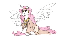 Size: 1465x885 | Tagged: safe, artist:frankilew, princess celestia, pony, g4, female, sari, solo