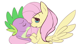 Size: 1165x676 | Tagged: safe, artist:pegacornss, fluttershy, spike, g4, female, male, ship:flutterspike, shipping, straight