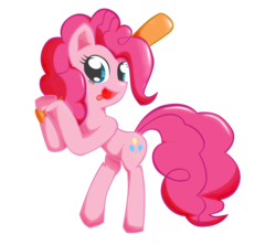 Size: 900x800 | Tagged: safe, pinkie pie, earth pony, pony, g4, bad girl, baseball bat, crossover, female, mare, no more heroes, simple background, solo, transparent background