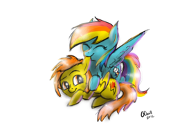 Size: 2000x1500 | Tagged: safe, artist:duh-veed, rainbow dash, spitfire, pegasus, pony, g4, duo, ear bite, female, lesbian, mare, ship:spitdash, shipping, simple background, transparent background