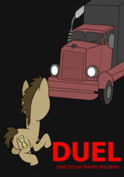 Size: 1512x2150 | Tagged: safe, artist:brokenhero0409, doctor whooves, time turner, g4, duel (movie), movie, movie reference, steven spielberg, truck