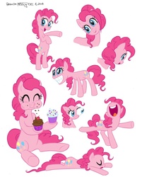Size: 731x908 | Tagged: safe, artist:brenda hickey, pinkie pie, earth pony, pony, g4, cupcake, eye, faic, female, food, mare, open mouth, simple background, solo, white background