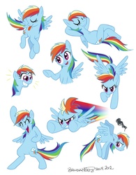 Size: 691x884 | Tagged: safe, artist:brenda hickey, rainbow dash, pegasus, pony, g4, female, mare, open mouth, simple background, solo, spread wings, white background, wings