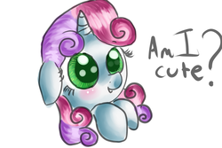 Size: 1500x1000 | Tagged: safe, artist:amy-defy, sweetie belle, g4, big eyes, blushing, bust, colored pupils, cute, floppy ears, hooves together, portrait, simple background, solo, white background