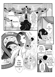 Size: 2203x3115 | Tagged: safe, artist:0ryomamikado0, rarity, spike, twilight sparkle, comic:the unexpected love life of dusk shine, g4, comic, dusk shine, manga, messy mane, rule 63