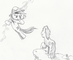 Size: 1958x1612 | Tagged: safe, artist:arctic-lux, daring do, donut joe, g4, female, male, rose, ship:donut do, shipping, sketch, straight