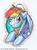 Size: 335x455 | Tagged: safe, artist:jayelle-anderson, rainbow dash, pony, g4, clothes, female, goggles, lowres, ornament, scarf, solo, traditional art