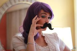 Size: 960x640 | Tagged: safe, artist:cessatia, rarity, human, g4, cosplay, irl, irl human, moustache, photo, solo