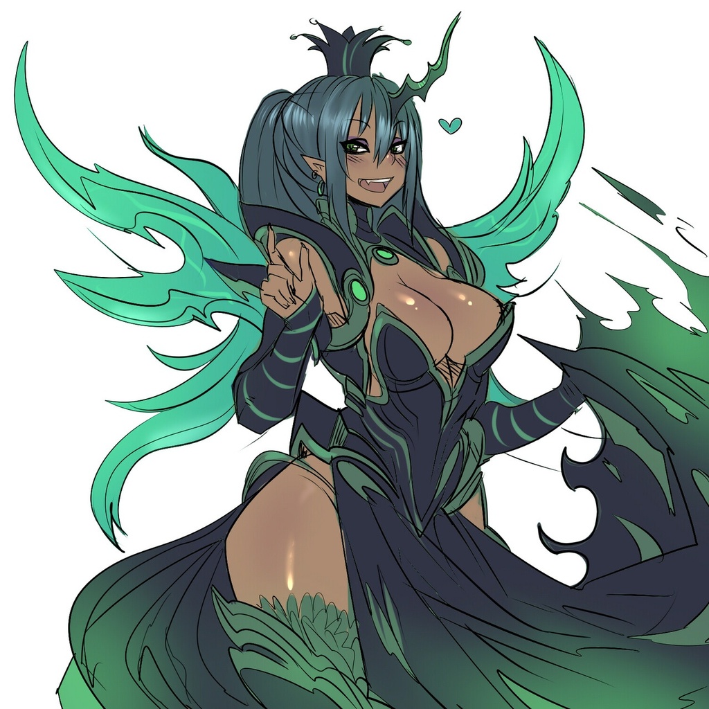 #206445 - suggestive, artist:maniacpaint, queen chrysalis, human, absolute ...