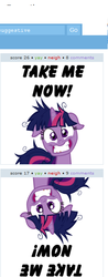 Size: 264x676 | Tagged: safe, twilight sparkle, g4, exploitable meme, juxtaposition, juxtaposition win, twilight snapple, upside down, whoa