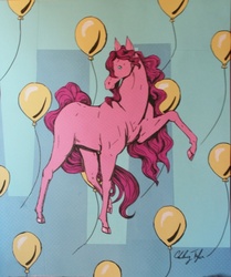 Size: 721x862 | Tagged: safe, artist:shiningdarkly, pinkie pie, earth pony, pony, g4, balloon, female, realistic, solo