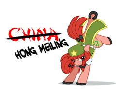 Size: 588x433 | Tagged: safe, artist:modern-warmare, pony, hong meiling, ponified, solo, touhou