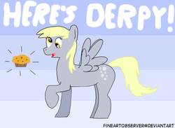 Size: 1366x1000 | Tagged: safe, artist:fineartobserver, derpy hooves, pegasus, pony, g4, female, mare, muffin