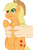 Size: 664x1000 | Tagged: safe, artist:elslowmo, artist:redintravenous, applejack, human, pony, g4, chubby, cute, hand, holding a pony