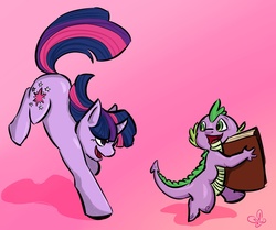 Size: 1280x1071 | Tagged: safe, artist:emotigonecrazy, spike, twilight sparkle, g4