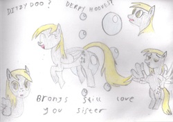 Size: 1736x1220 | Tagged: safe, artist:ed-skar, derpy hooves, pegasus, pony, g4, colored, derpygate, female, mare, sketch