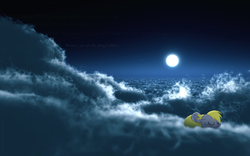 Size: 1280x800 | Tagged: safe, artist:eonevolution, derpy hooves, pegasus, pony, g4, cloud, cloudy, female, mare, moon, sleeping, vector, wallpaper