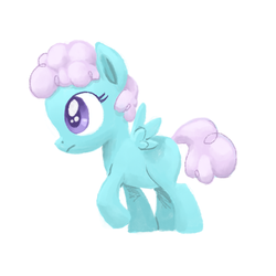 Size: 500x500 | Tagged: safe, artist:needsmoarg4, cottonbelle, pegasus, pony, blank flank, digital painting, female, filly, simple background, so soft, solo, toy, white background
