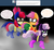 Size: 2500x2300 | Tagged: safe, artist:blackbewhite2k7, apple bloom, scootaloo, sweetie belle, earth pony, pegasus, pony, unicorn, g4, batfilly, batgirl, batman, catfilly, catgirl (dc), chase, crossover, cutie mark crusaders, kitrina falcone, parody, robin, robinloo