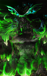 Size: 438x702 | Tagged: safe, artist:itsover900o, queen chrysalis, changeling, changeling queen, g4, cave, female, fire