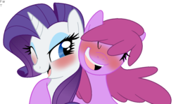 Size: 1142x680 | Tagged: safe, artist:faith-wolff, berry punch, berryshine, rarity, g4, berrity, duo, duo female, female, lesbian, mare, shipping