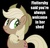 Size: 619x600 | Tagged: safe, applejack, earth pony, pony, .mov, shed.mov, g4, discorded, female, image macro, liar face, liarjack, mare, pony.mov, solo