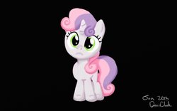 Size: 900x563 | Tagged: safe, artist:d-clark, sweetie belle, g4, black background, closed mouth, eyes open, front view, full body, simple background, solo, standing