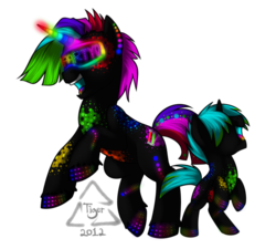 Size: 900x810 | Tagged: safe, artist:cat-cly, oc, oc only, pony, unicorn, art trade, filly, glowstick, goggles, rav3r ravid, rave