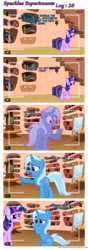 Size: 720x2050 | Tagged: safe, artist:navitaserussirus, trixie, twilight sparkle, mouse, pony, unicorn, g4, bucktooth, comic, crying, dialogue, evil smile, female, grin, horn, mare, science, smiling, sparkles experiments, static, transformation, unwilling transformation