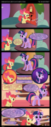 Size: 1700x4150 | Tagged: safe, artist:diegotan, apple bloom, derpy hooves, twilight sparkle, pegasus, pony, g4, comic, female, mare