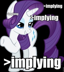 Size: 680x763 | Tagged: safe, rarity, pony, g4, caption, image macro, implying, solo, text