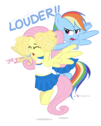 Size: 1500x1875 | Tagged: safe, artist:dm29, fluttershy, rainbow dash, g4, cheerleader, cheerleader fluttershy, cheerleader rainbow dash, duo, simple background, transparent background