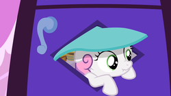 Size: 1280x719 | Tagged: safe, screencap, sweetie belle, pony, g4, hearts and hooves day (episode), cute, diasweetes, female, hearts and hooves day, scrunchy face, solo