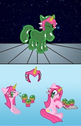 Size: 633x979 | Tagged: safe, artist:terrastardroid, pinkie pie, oc, oc:mercury, g4, crossover, mega man (series), parasite, ponified, stardroid