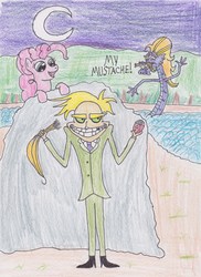 Size: 2290x3142 | Tagged: safe, artist:darkknighthoof, pinkie pie, steven magnet, friendship is magic, g4, courage the cowardly dog, creepy, crossover, freaky fred, traditional art