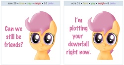 Size: 796x419 | Tagged: safe, artist:ajmstudios, scootaloo, g4, exploitable meme, female, filly, foal, juxtaposition, juxtaposition win, meta