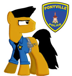 Size: 1155x1230 | Tagged: safe, artist:ajmstudios, oc, oc only, oc:officer cuffs, badge, police, ponyville police, scootaloo's scootaquest comic