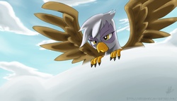 Size: 1578x905 | Tagged: safe, gilda, griffon, g4, cloud, cloudy, female, solo